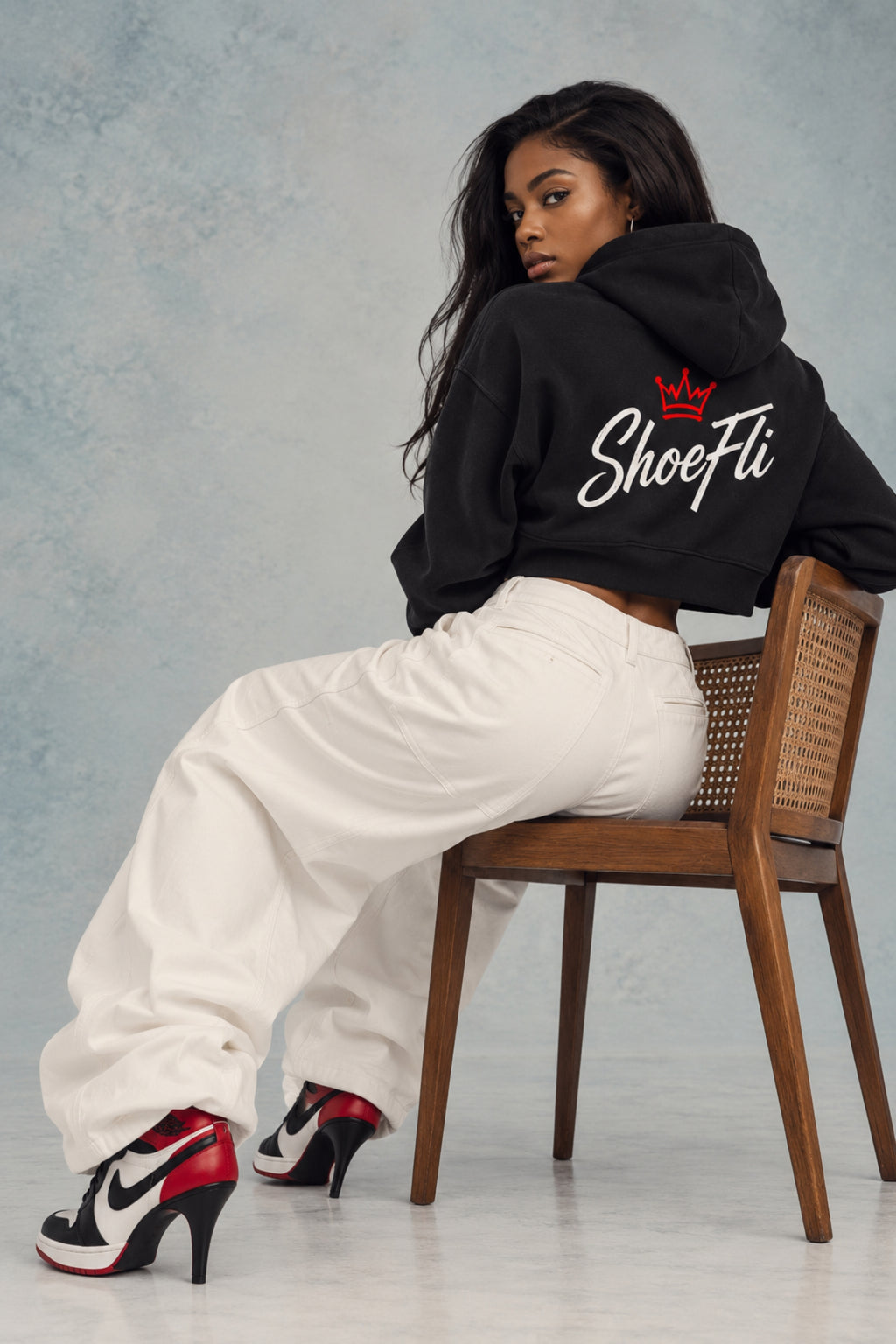 Red Crown Logo Essential Cropped Hoodie