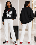 Shoe Fli Fli Drip Women's Essential Fleece Mock-Neck Crew Sweatshirt