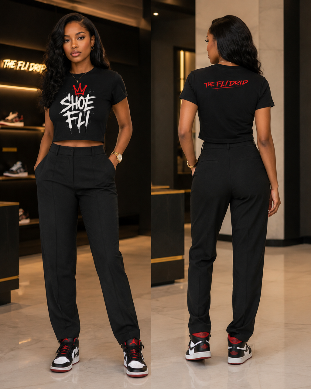 Shoe Fli – Fli Drip Women's Slim Ribbed Crop T-Shirt