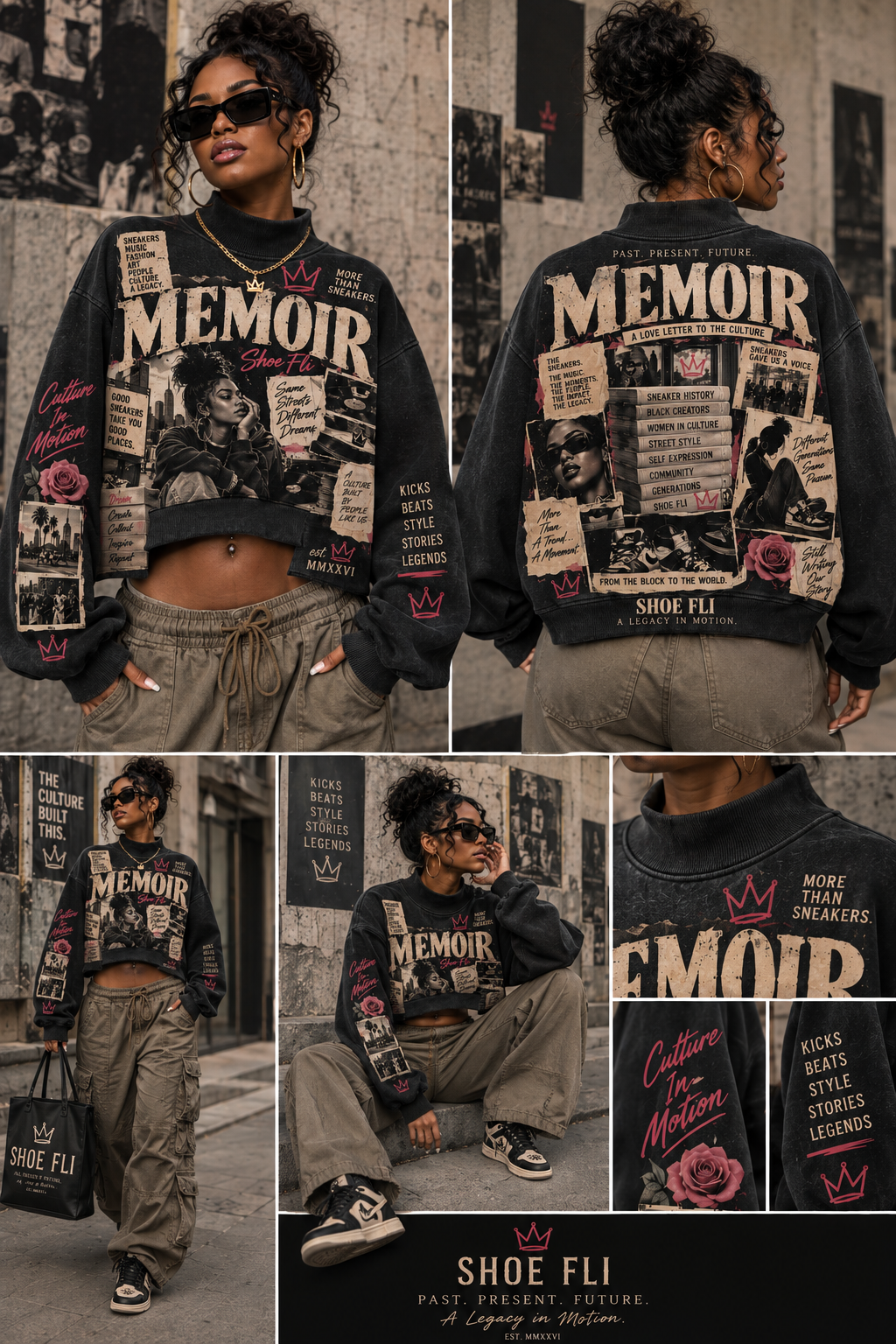 Memoir Women's Women’s Crop Mock Neck Sweatshirt