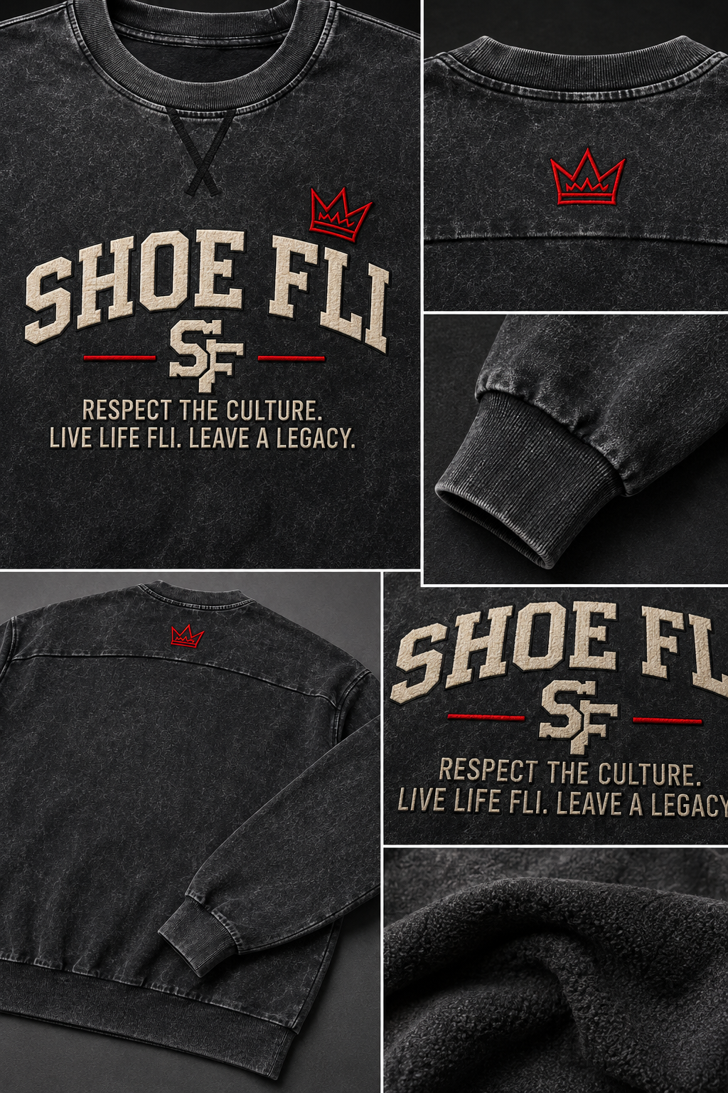 Shoe Fli Unisex Mineral Wash Boxy Sweatshirt