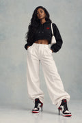 Red Crown Logo Essential Cropped Hoodie