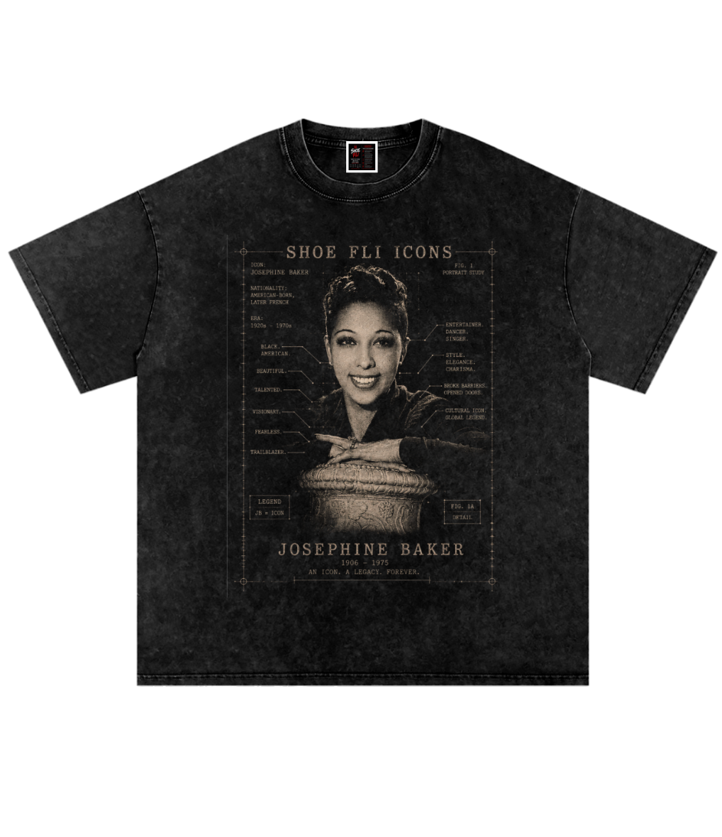 Josephine Baker Snow Washed Oversized Cotton T-Shirt