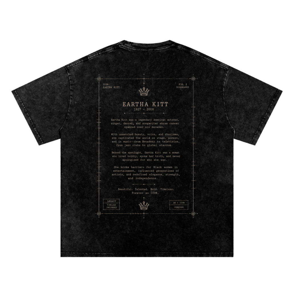 Eartha Kitt Vintage Icon Snow Washed Oversized Cotton T-Shirt