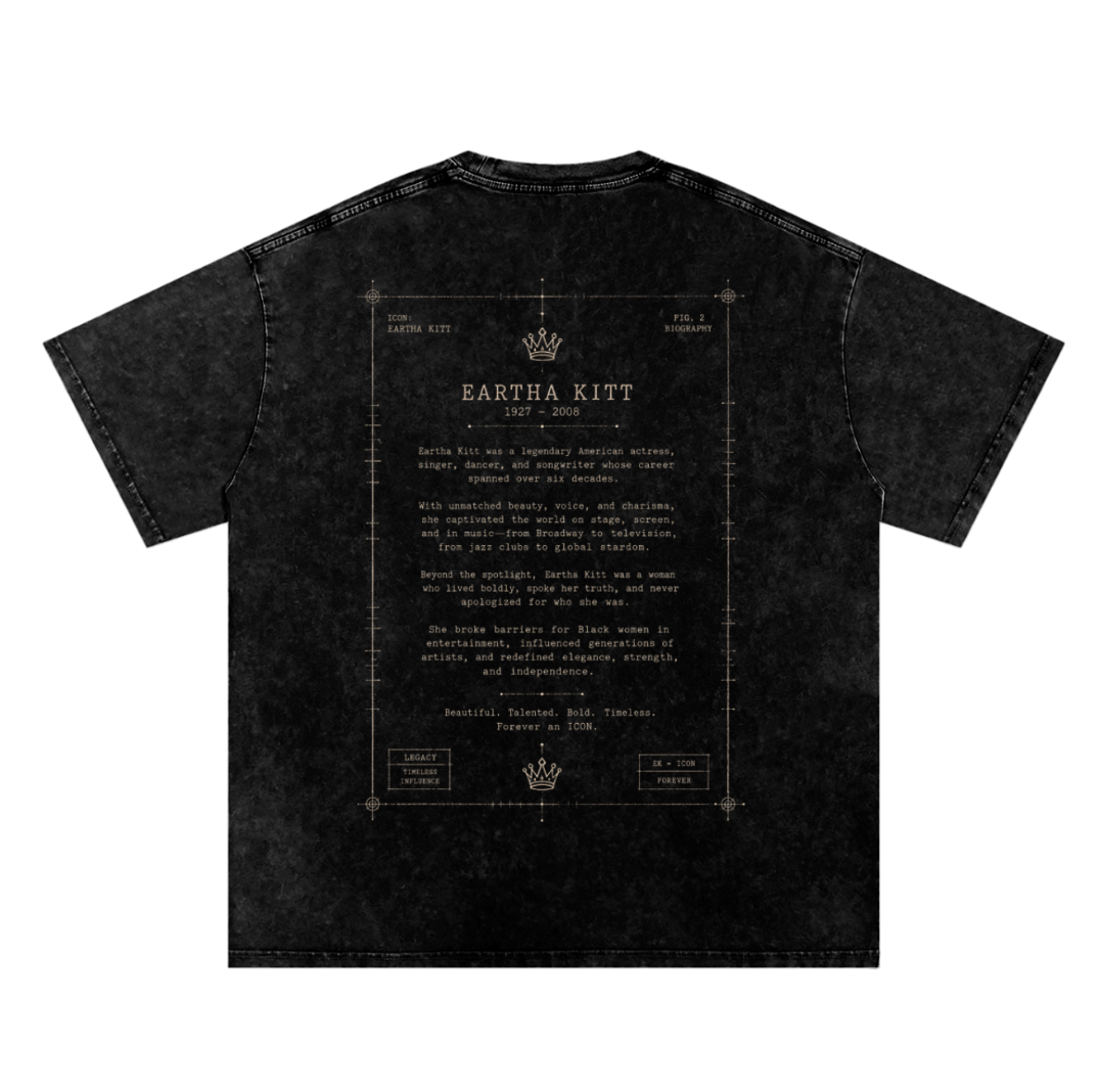 Eartha Kitt Vintage Icon Snow Washed Oversized Cotton T-Shirt