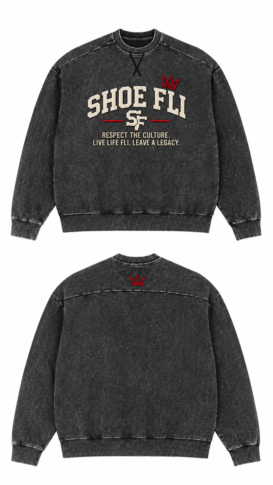 Shoe Fli Unisex Mineral Wash Boxy Sweatshirt
