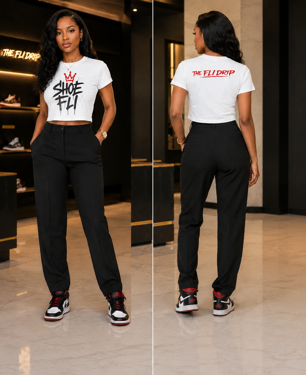 Shoe Fli – Fli Drip Women's Slim Ribbed Crop T-Shirt